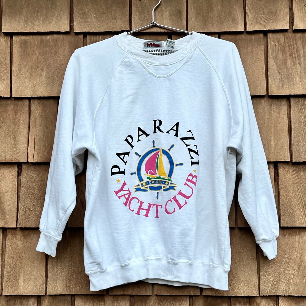 Vintage Paparazzi Yacht Club Sailboat Cruise B. G. Basics‎ Crewneck Sweatshirt